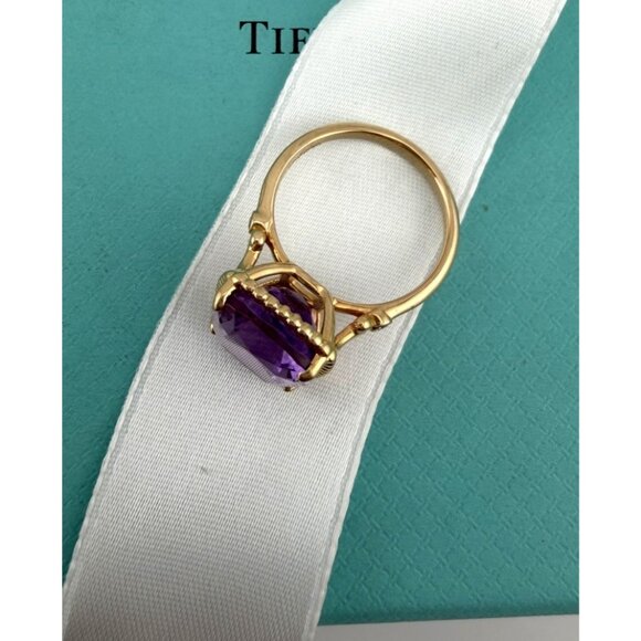 Tiffany & Co. Amethyst & Diamond Cushion Sparkler Ring 18k Rose Gold 💜✨ - Picture 5 of 9